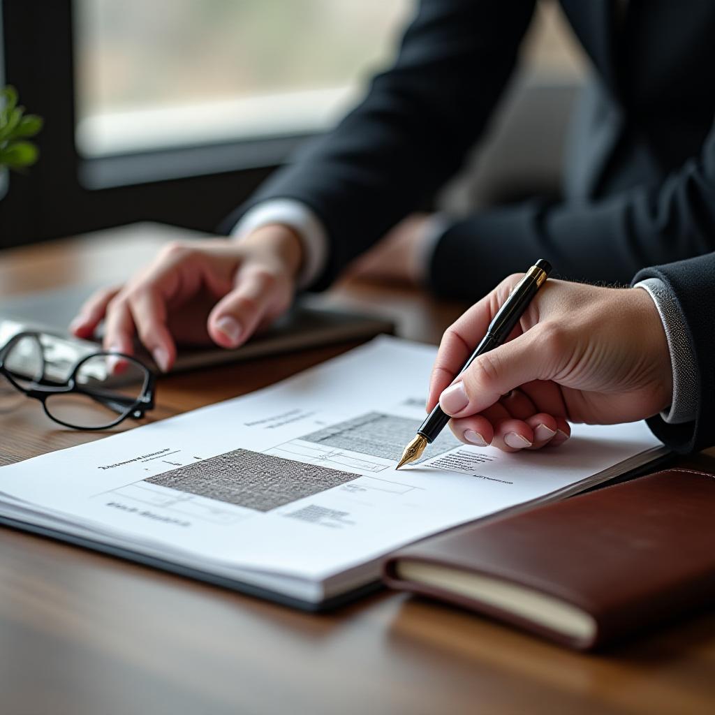 A private advisor meeting with a client discussing architectural textile plans